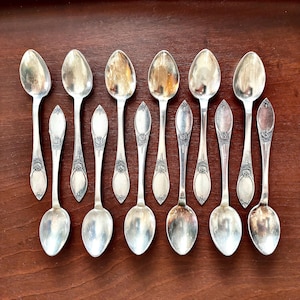 Vintage Set of 12 Coffee Spoons, PRIMA NS ALP, Denmark 1950s | Mid Century Scandinavian Silverware