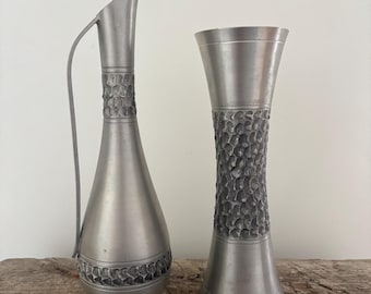 Brutalist Zinn Vasen - PERLETINN Norwegen 1960s Skandinavisches Design