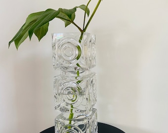 Karl Bengt Eugén Edenfalk Crystal Vase Scruf | Mcm | Mid Century | Vintage | Signed