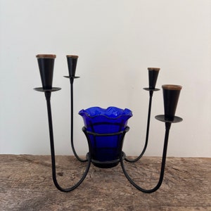Gunnar Ander Candleholder for Ystad Metall, Iron, Brass  and Glass, Sweden 1940 | Mid Century | Scandinavian Design