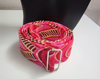 Ceinture en tissu wax/pagne rose ou bleu personnalisé