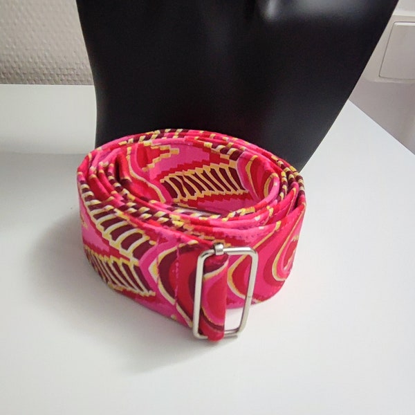 Ceinture en tissu wax/pagne rose ou bleu personnalisé