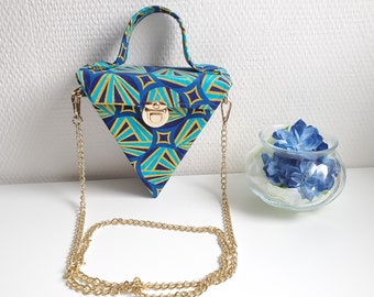 Handtasche Wachs TRIANGLE BLUE Glitter