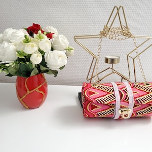 Sac à main wax CYLINDRE ROSE/ROUGE
