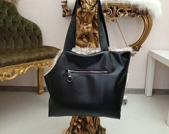 Dog bag Bags for dogs Carrying bag for dog Carrier for Pomeranian Chihuahua bag Chihuahua-Tasche Hundeträger Tasche mit Fell für Hunde