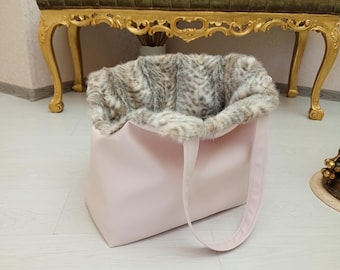 Winter Dog Bag with Fur Puppy Carrier Warm Dog Carrier Bag Dog Carrier Leopard Dog Backpack Accessories For Dogs Chihuahua Toy Terrier