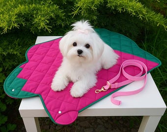 Foldable Velour Dog Mat Bag  Custom Color Travel Pet Blanket  Portable Crate Mat  Soft Dog Rug for Small Dogs Bag rug for dogs