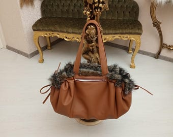 Borsa per il trasporto dei cani - Si trasforma in una borsa per il trasporto di letti e materassini Borsa per il trasporto con pelliccia per cuccioli Trasportino per cani di piccola taglia Negozio di accessori per animali domestici Premium
