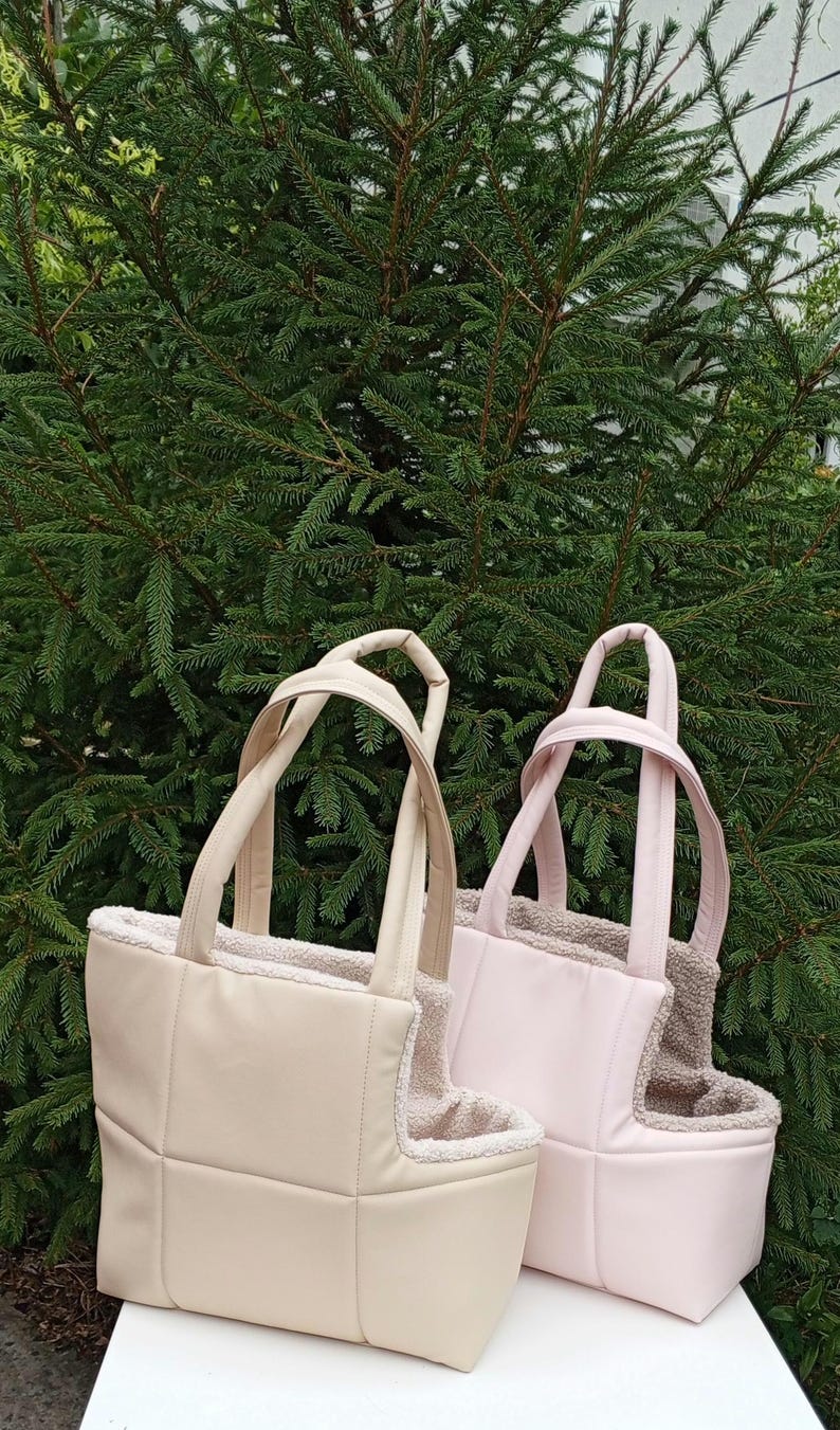 Stylish dog carrier bag Dog carrier Puppy carrier bag Tragetasche für Hunde Tasche mit Fell für einen Welpen Sac pour chien Porte-chiot Sac image 9