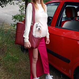 Stylish dog carrier bag Dog carrier Puppy carrier bag Tragetasche für Hunde Tasche mit Fell für einen Welpen Sac pour chien Porte-chiot Sac image 2