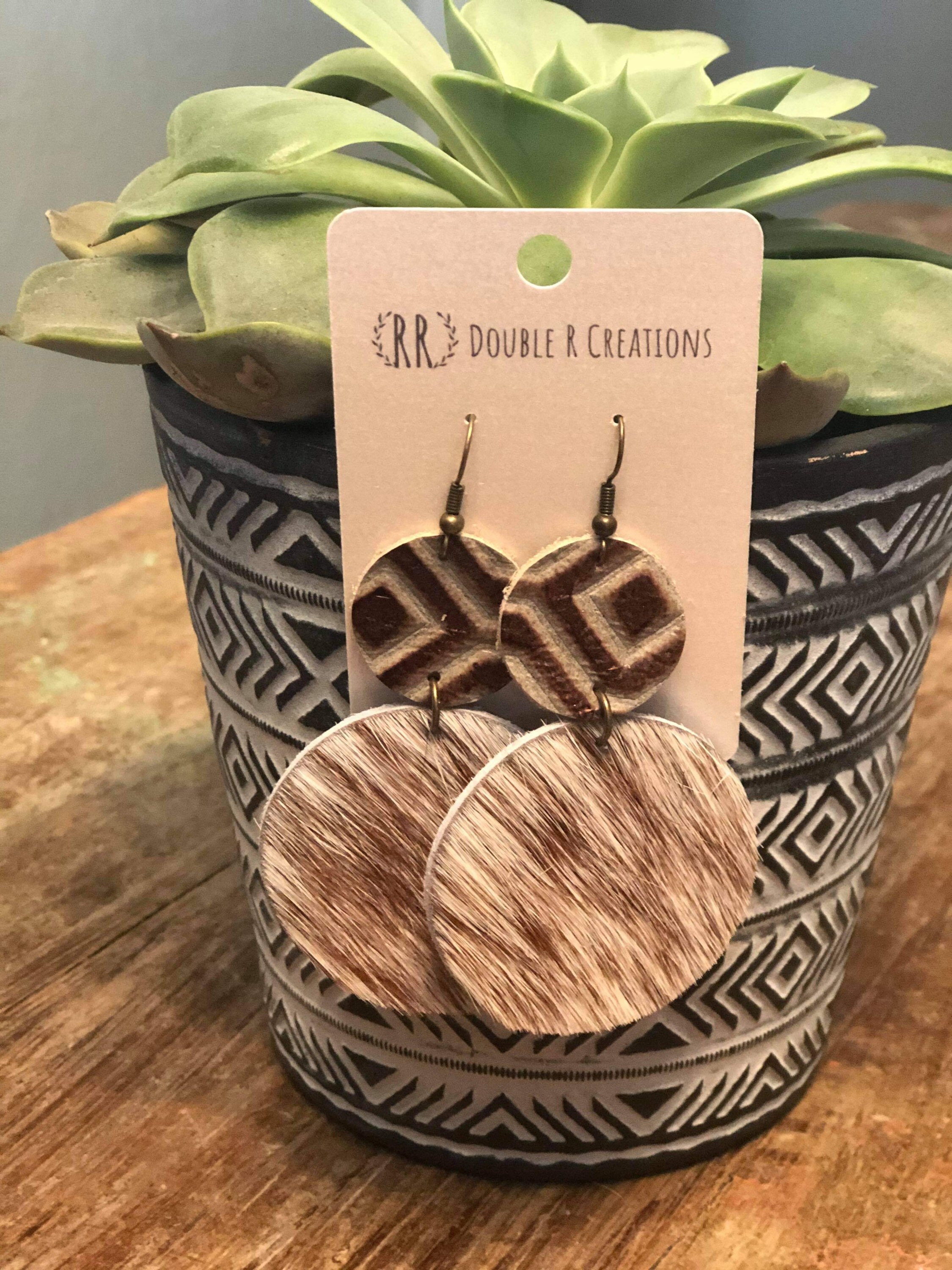 CowHide Leather earrings Cowhide Circle Earrings Cowhide Etsy