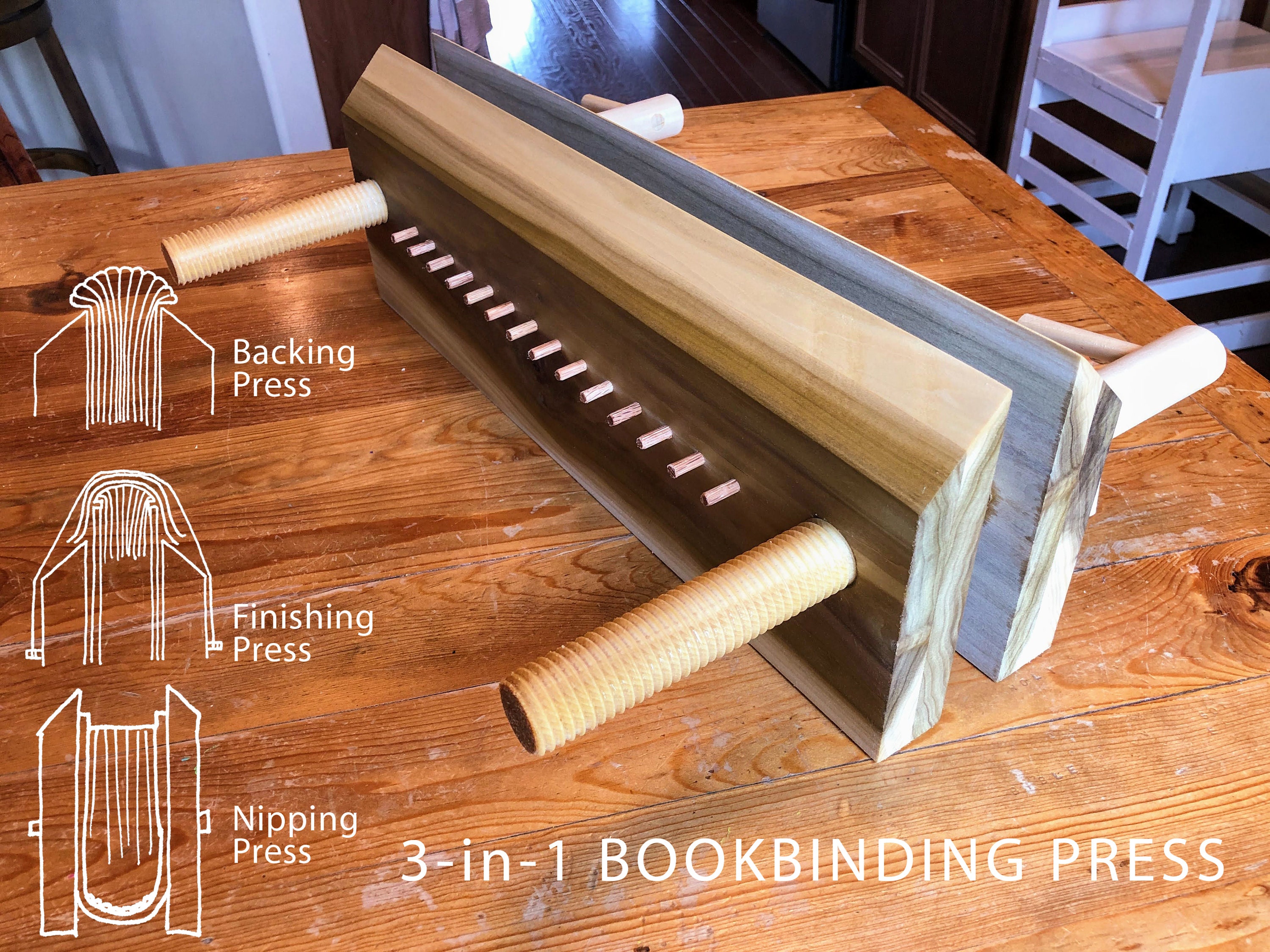 Bookbinding Press 3 in 1: Backing Press, Finishing Press, Nipping Press 2.0  New & Improved 