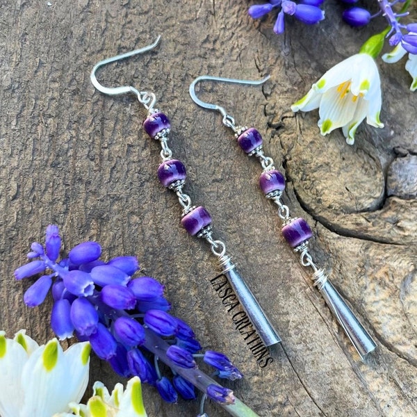 dangle drop earrings with silver and stoneware beads. cowgirl gifts. western style gift rustic jewelry. mountain inspire. pnw. gifts for mom