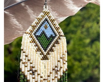 mountain beadwork earrings porcupine long fringed gifts  for mountain Wilderness jewelry wanderlust