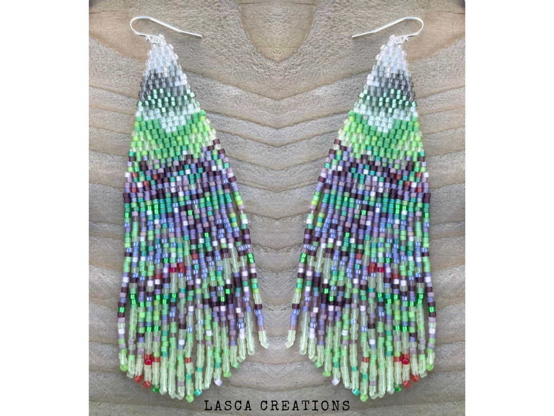 Beaded Wildflower Earrings. Landscape Beadwork. Beaded Art Etsy