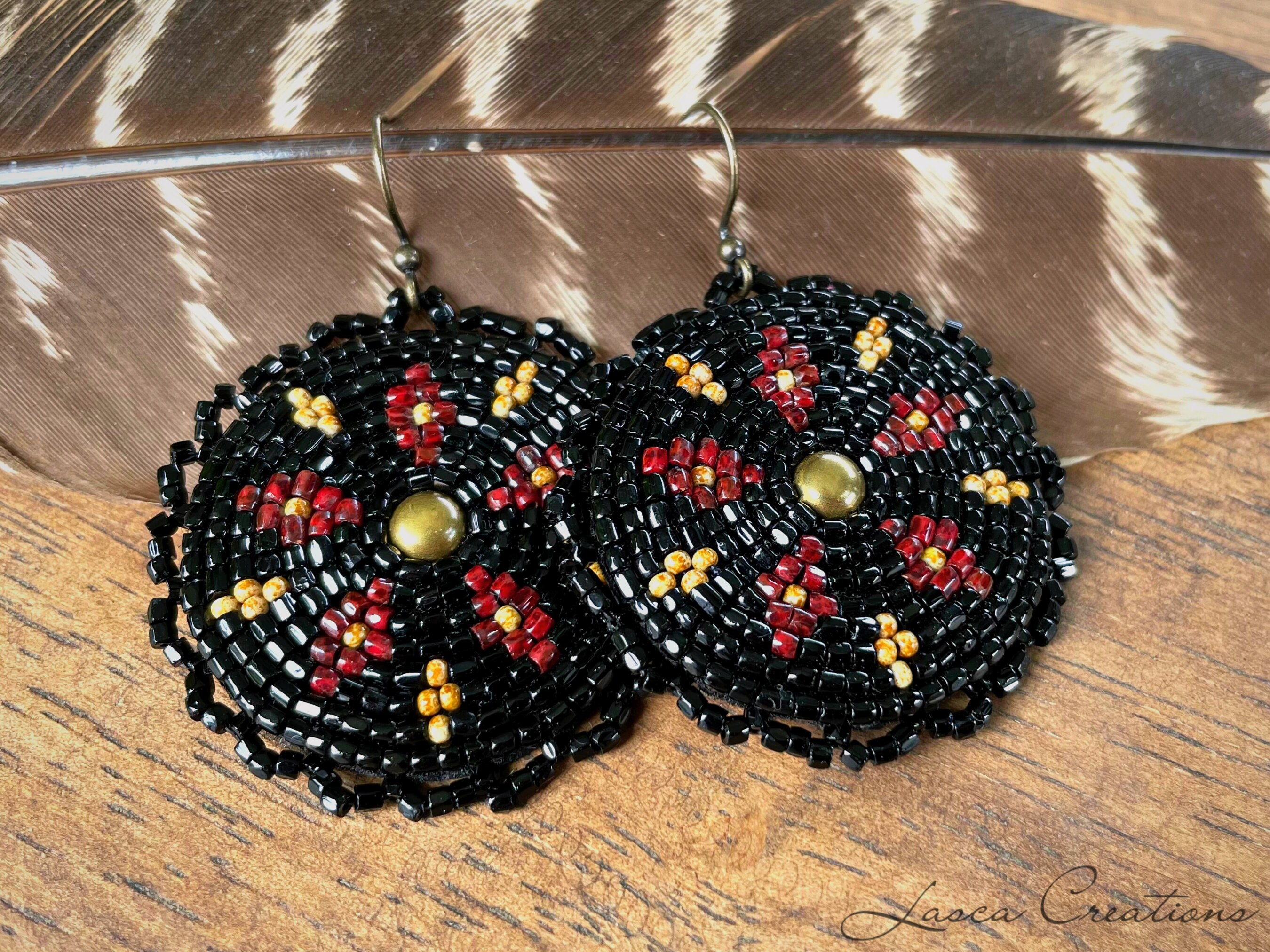 Beaded outlet medallion earrings
