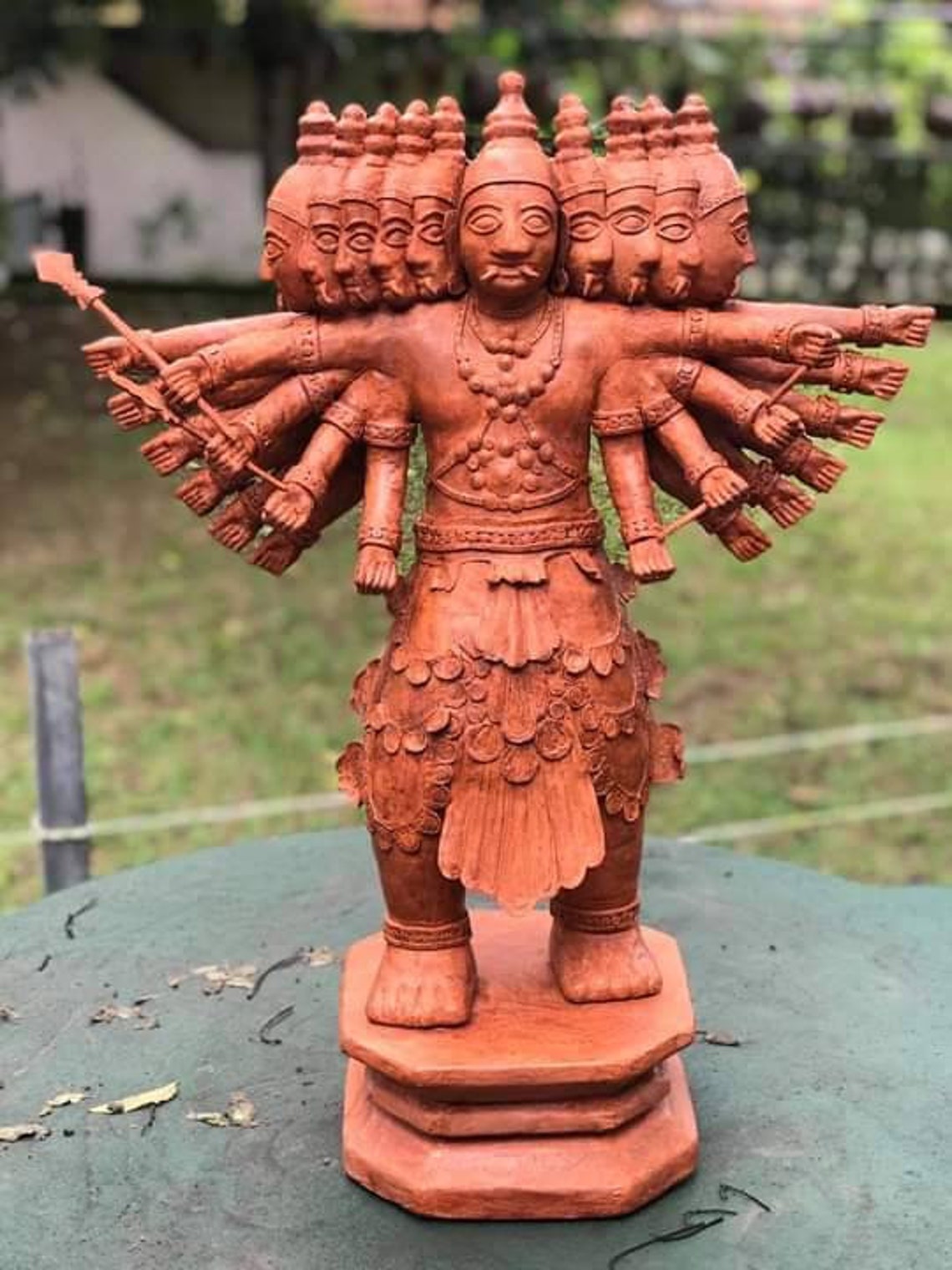 God statues Wooden Lord Ravana on Lotus Ravana Sculpture Etsy