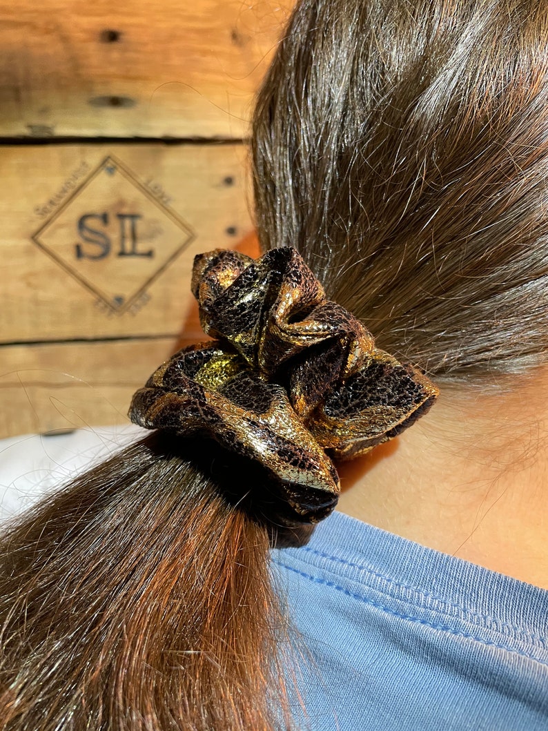 Shiny Cheetah Scrunchie