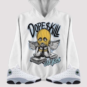 Blue Grey 13s DopeSkill Unisex Hoodie LS Graphic