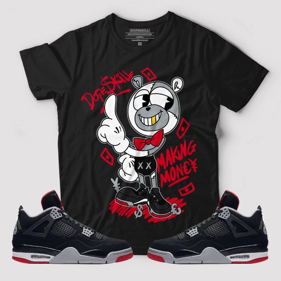 Match Jordan 4 bred T-shirt | Etsy
