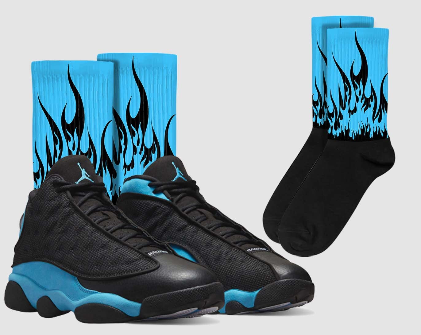 University Blue 13s Dopeskill Unisex Socks FIRE Graphic - Etsy