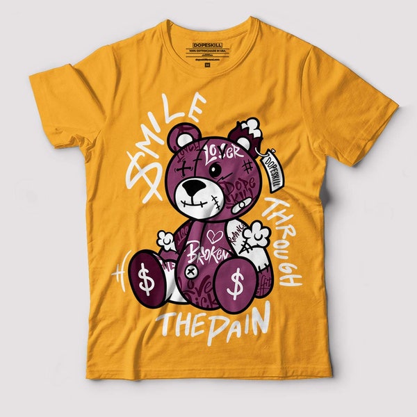 Smile Through The Pain Graphic To Match Jordan 1 Retro High OG Brotherhood - University Gold T-Shirt