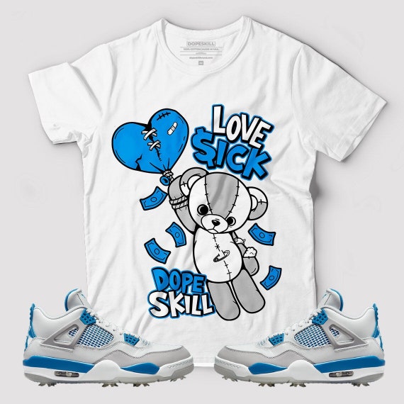 Match Jordan 4 Golf military Blue 