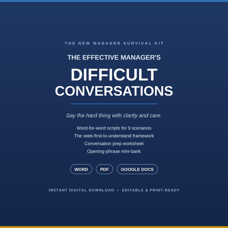 Manager Scripts de conversations difficiles | Modèles de commentaires (Word PDF Google Docs) image 1