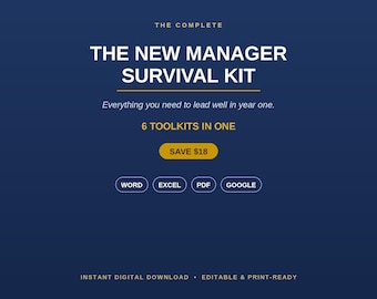 Kit de survie pour nouveau manager | Pack leadership complet | Plan sur 90 jours, entretiens individuels, délégation, feedback, scripts | Fichiers modifiables : Word, Excel, PDF