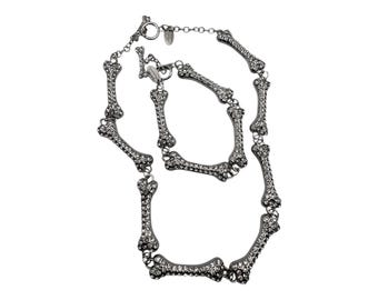 Vivienne Westwood Crystal Bone Necklace and Bracelet Set – Gothic Punk Jewelry – Ships from U.S. within 24 hours