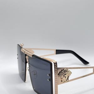 Versace Gold Shield Sunglasses Medusa Design Fashion Eyewear Ships Within 24 Hours