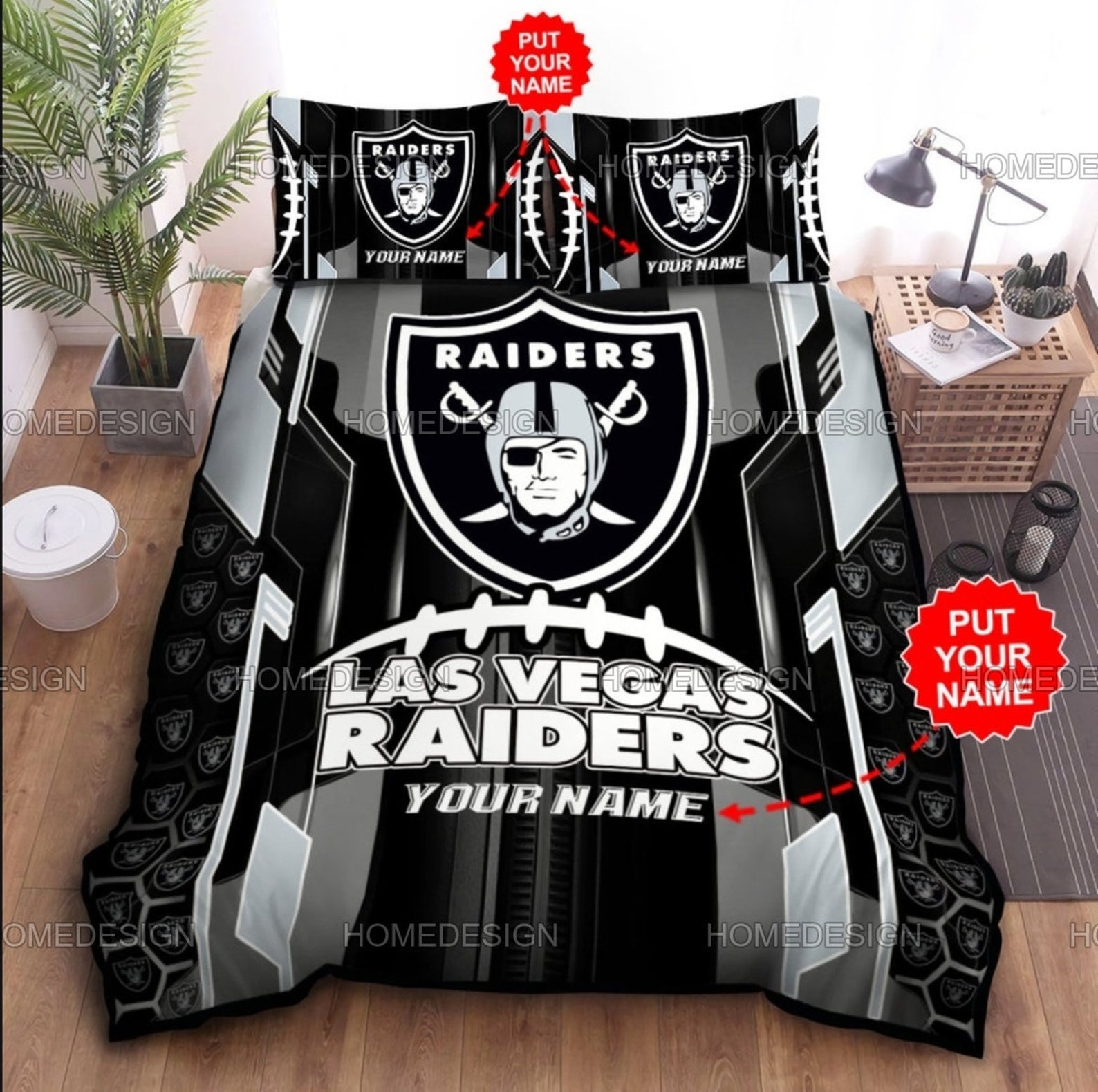 Personalized Oakland Raiders Bedding With Twin Queen King Etsy