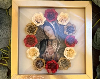 Virgen De Guadalupe, Virgen de Guadalupe Shadow Box, Our Lady of Guadalupe, Christmas Gift, Gift for Mom, Catholic Art, Virgin Mary