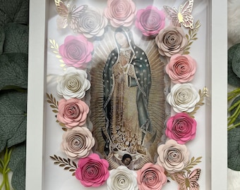 Virgen De Guadalupe, Virgen de Guadalupe Shadow Box, Our Lady of Guadalupe, Christmas Gift, Gift for Mom, Catholic Art, Virgin Mary