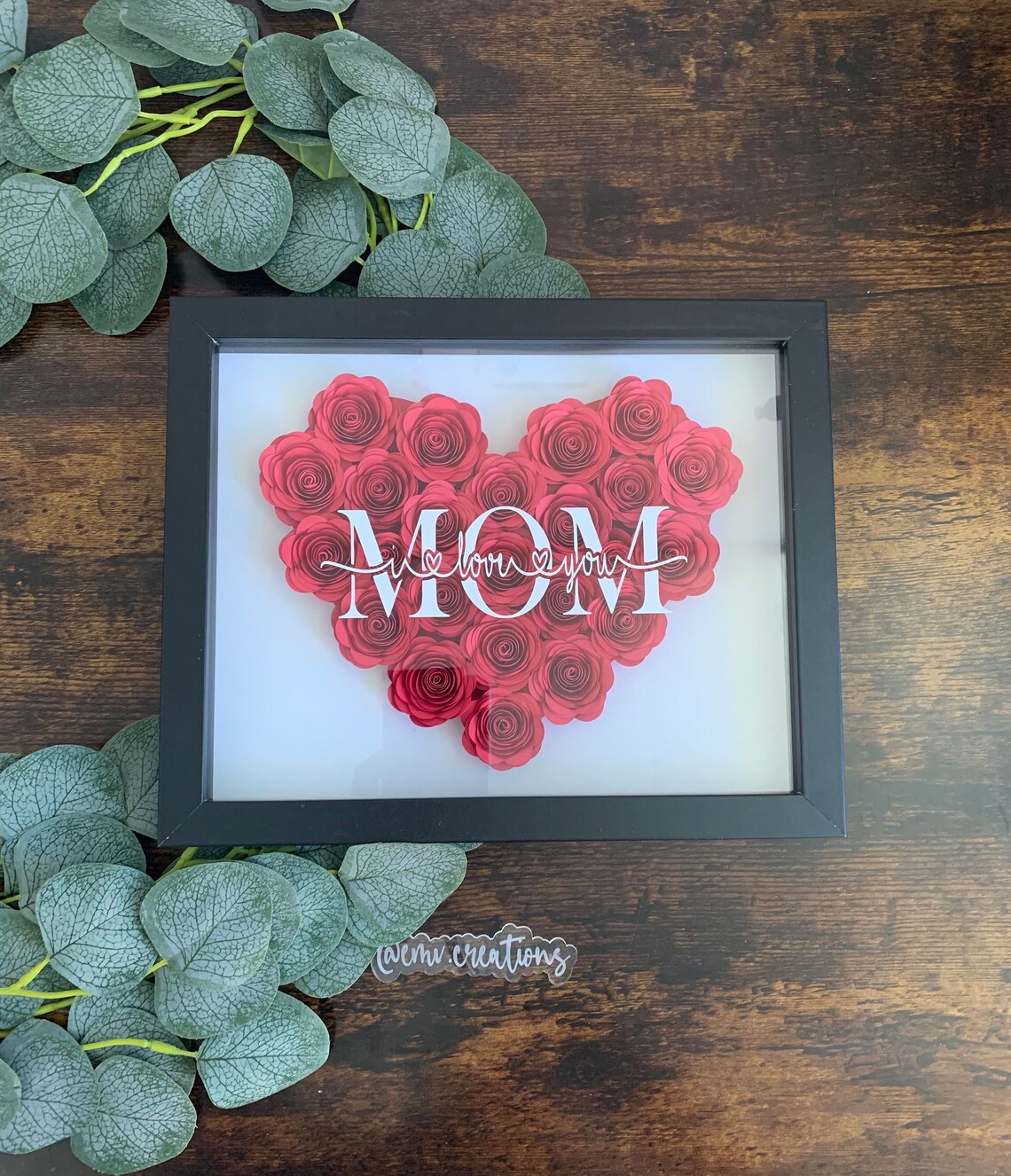 Customized Paper Flower Shadow Box, Mother's Day, I Love You Mom