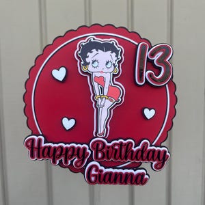 Betty Boop Cake Topper, Betty Boop Birthday, Personalized Cake Topper, Party Decor, Girl Birthday, Vintage,