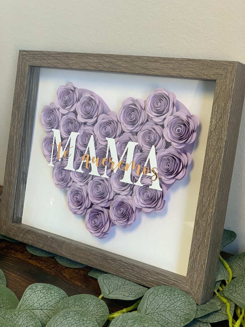 Customized Paper Flower Shadow Box, Dia De Las Madres, Mother's Day, Te ...