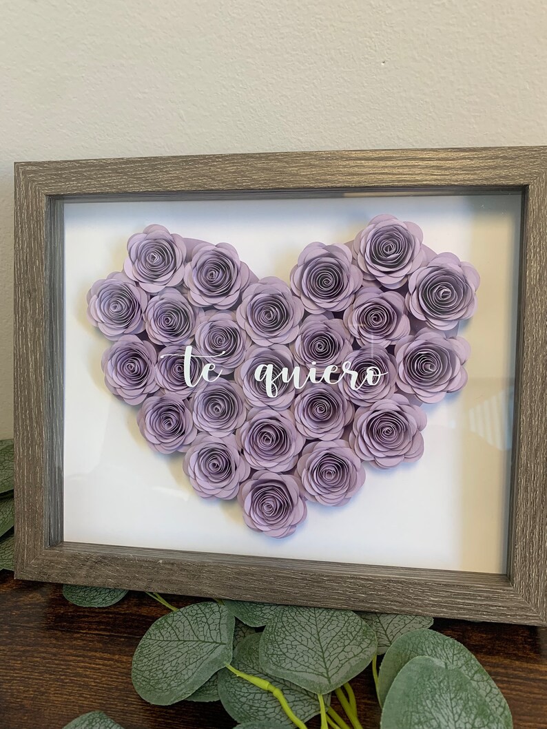 Customized Paper Flower Shadow Box, Heart Shadow Box, Personalized