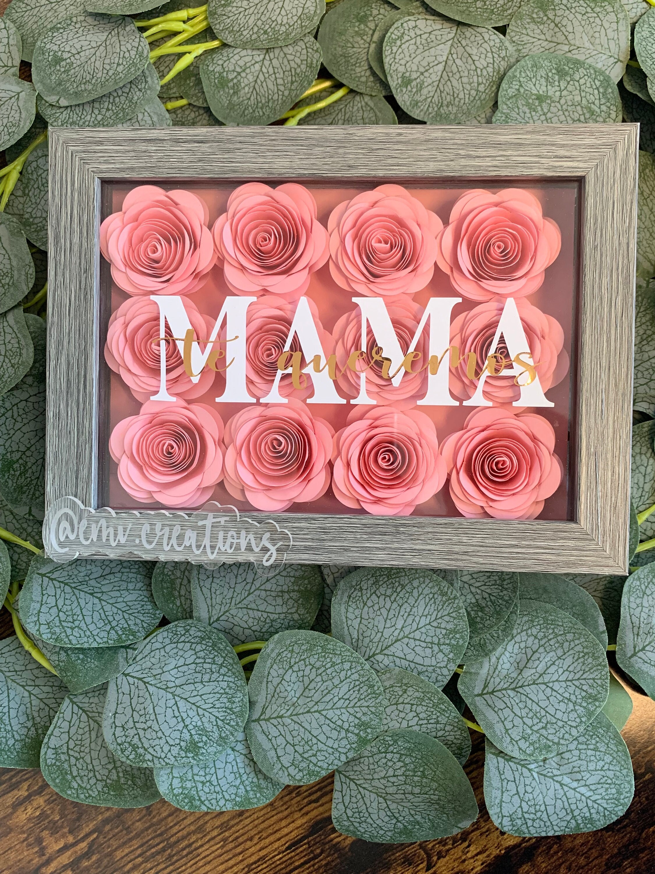 Customized Paper Flower Shadow Box, Dia De Las Madres