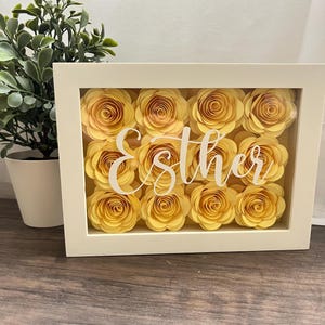 Customized Paper Flower Shadow Box, Personalized Floral Box, Birthday Gift, Office Decor, Gift for Her, Nursery Decor, 5x7 Shadow Box