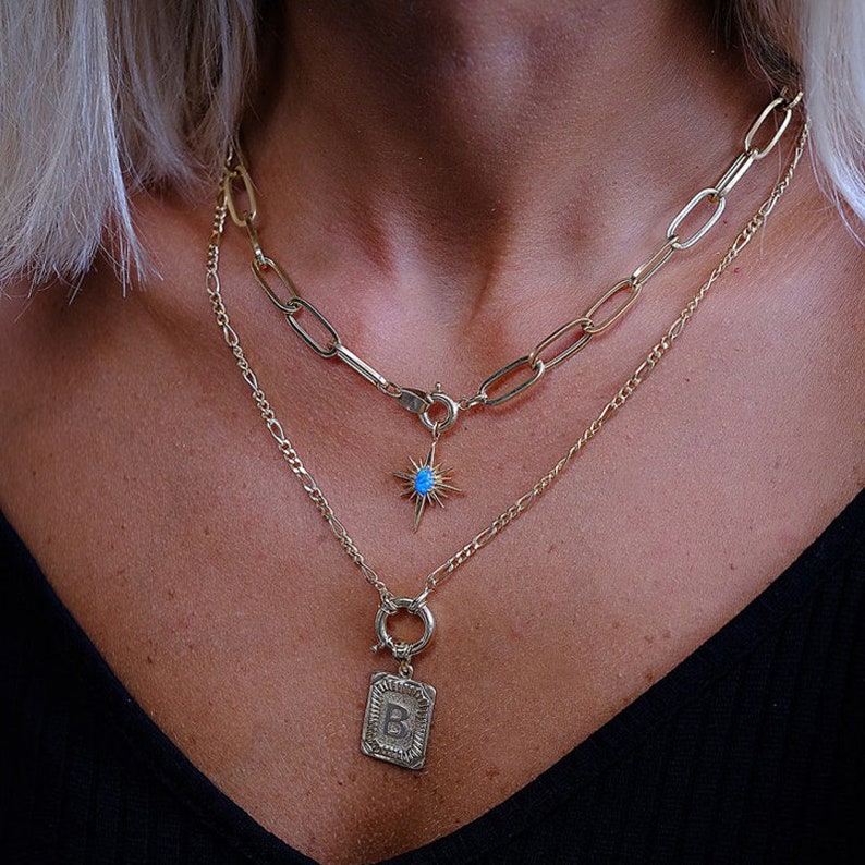 Gold Opal Star Necklace 14k Solid Gold Pendant Gift For Her Bohemian Gift For Him Gemstone Minimalist Valentines Day Gift