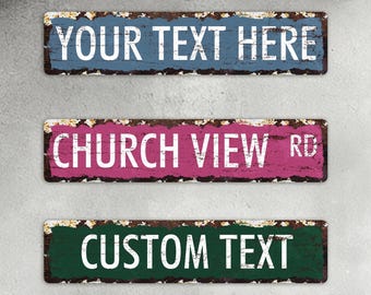 Letrero de calle personalizado, letrero de calle de metal personalizado, letrero de nombre vintage, decoración de calle de aluminio, letrero de metal de estilo vintage, letrero de calle oxidado