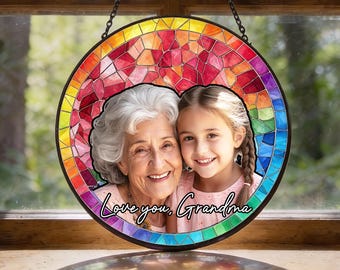 Custom Stained Glass Family Portrait Suncatcher, Photo Window Hanging, Window Hanging, Father’s Day Gift, Family Memory Art, Picture Gift