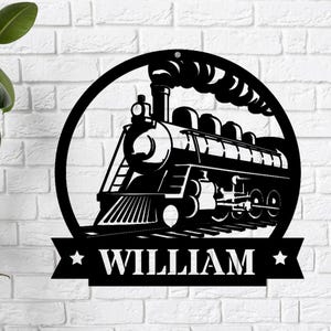 Custom Train Metal Sign, Personalized Railway Sign, Train-Themed Room Wall Decor, Outdoor Decoration