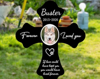 Personalized Steel Pet Memorial Garden Stake, Custom Dog Photo Cross Memorial Plaques, Loss of Pet Grave Marker Decor, Pet Sympathy Gifts