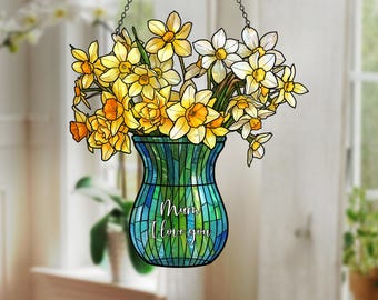 Custom Acrylic Suncatcher, Flower Sun Catcher, Mothers Day Gift, Window Hanging Floral Decor