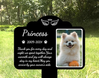 Personalized Steel Pet Memorial Garden Stake, Custom Photo Grave Decor, Metal Memorial Plaque