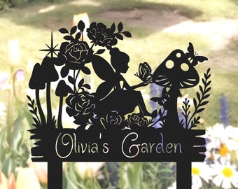 Personalized Fairy Metal Garden Sign, Grandma's Yard Signs with Stake, Gardening Gift, Home Gift