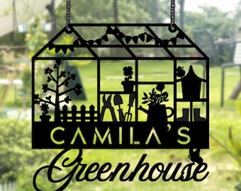 Custom Grandma's Metal Greenhouse Sign, Personalized Hanging Garden Sign, Porch Decor
