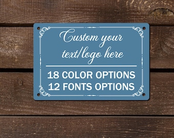 Custom Aluminum Metal Sign, Personalized Text, Weatherproof